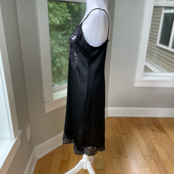 Vintage Black Lace Nylon Slip Dress Size Bust 34 or Small/Medium - Picture 2 of 7